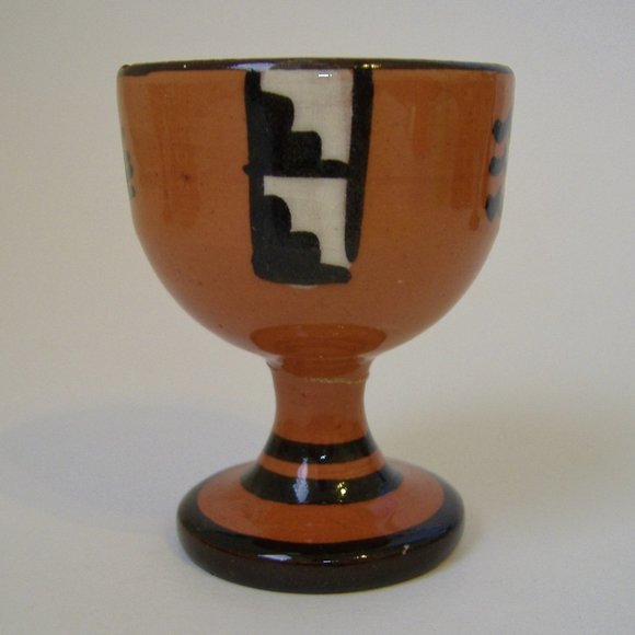 Egg Cups Peru Set of 6 Vintage Clay Pottery Brown Fish Llama Aztec Collectible - Picture 5 of 13